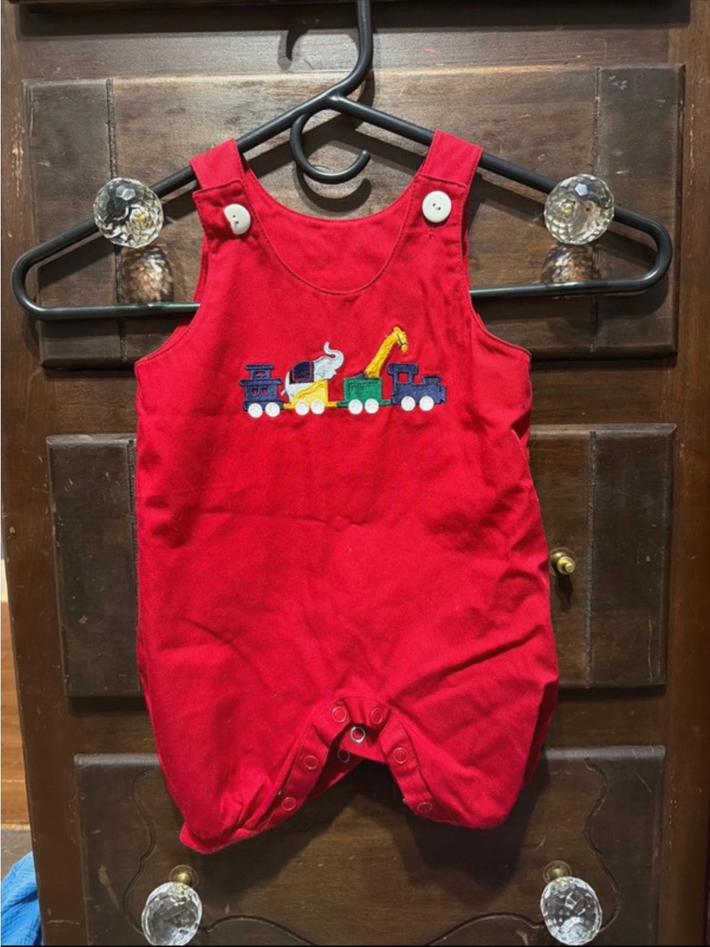 Red Baby Train Applique Romper
